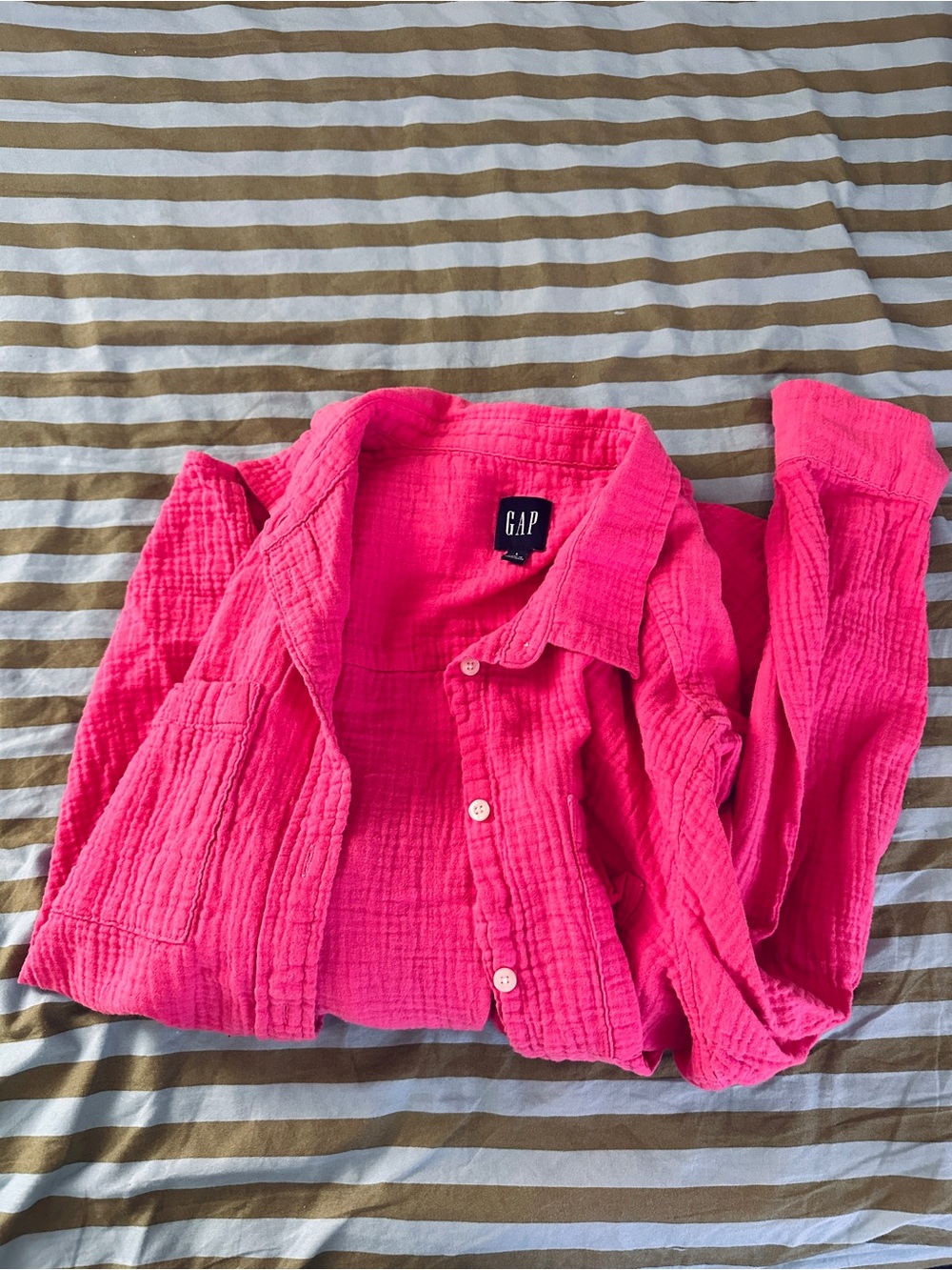 GAP Hot Pink Button-Up Summer Shirt